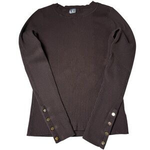 Worthington Ribbed Crewneck Sweater - Dark Brown